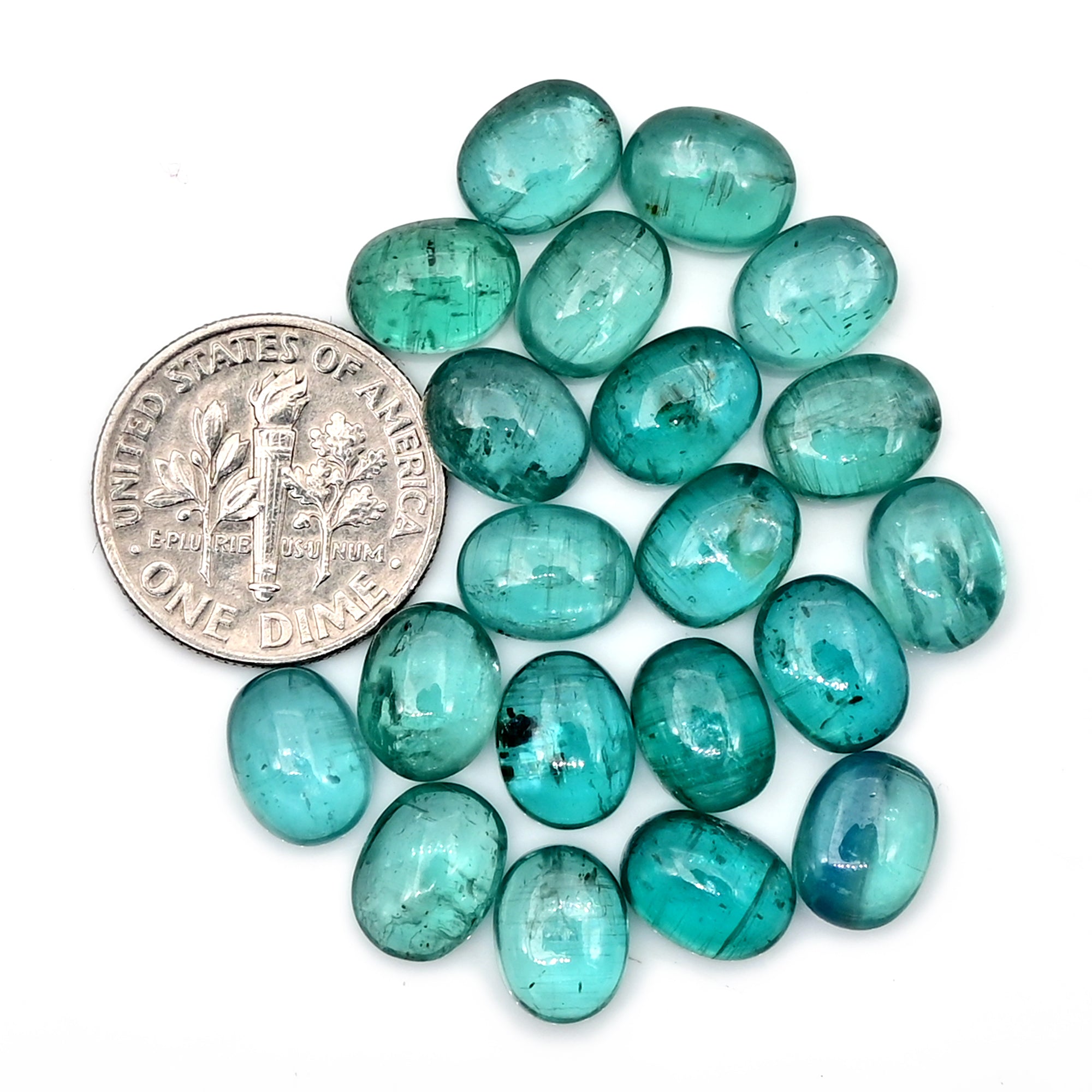 Aqua Green Kyanite Cabochon | Natural Flatback Loose Gemstones for Jewelry Making - 20 pieces