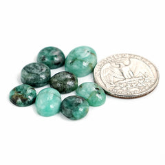 Natural Emerald Smooth Cabochons | Freeform Zambian Emerald Gemstone - 8 Pieces