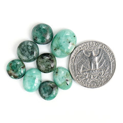 Natural Emerald Smooth Cabochons | Freeform Zambian Emerald Gemstone - 8 Pieces