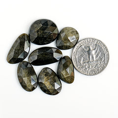 Golden Sheen Obsidian Freeform Gemstone | Rose Cut Cabochons Cabs for Jewelry - 7 Pices