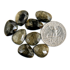 Golden Sheen Obsidian Freeform Gemstone | Rose Cut Cabochons Cabs for Jewelry - 8 Pieces