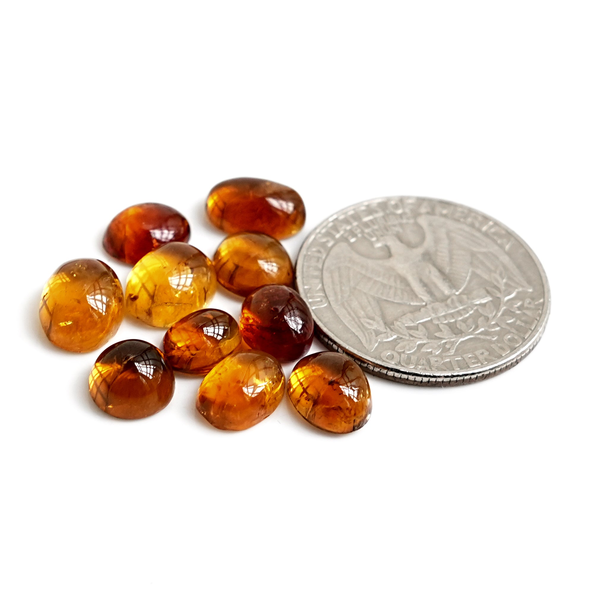 Natural Citrine Cabochon | Natural Flatback Loose Gemstones for Jewelry Making - 10 Pieces