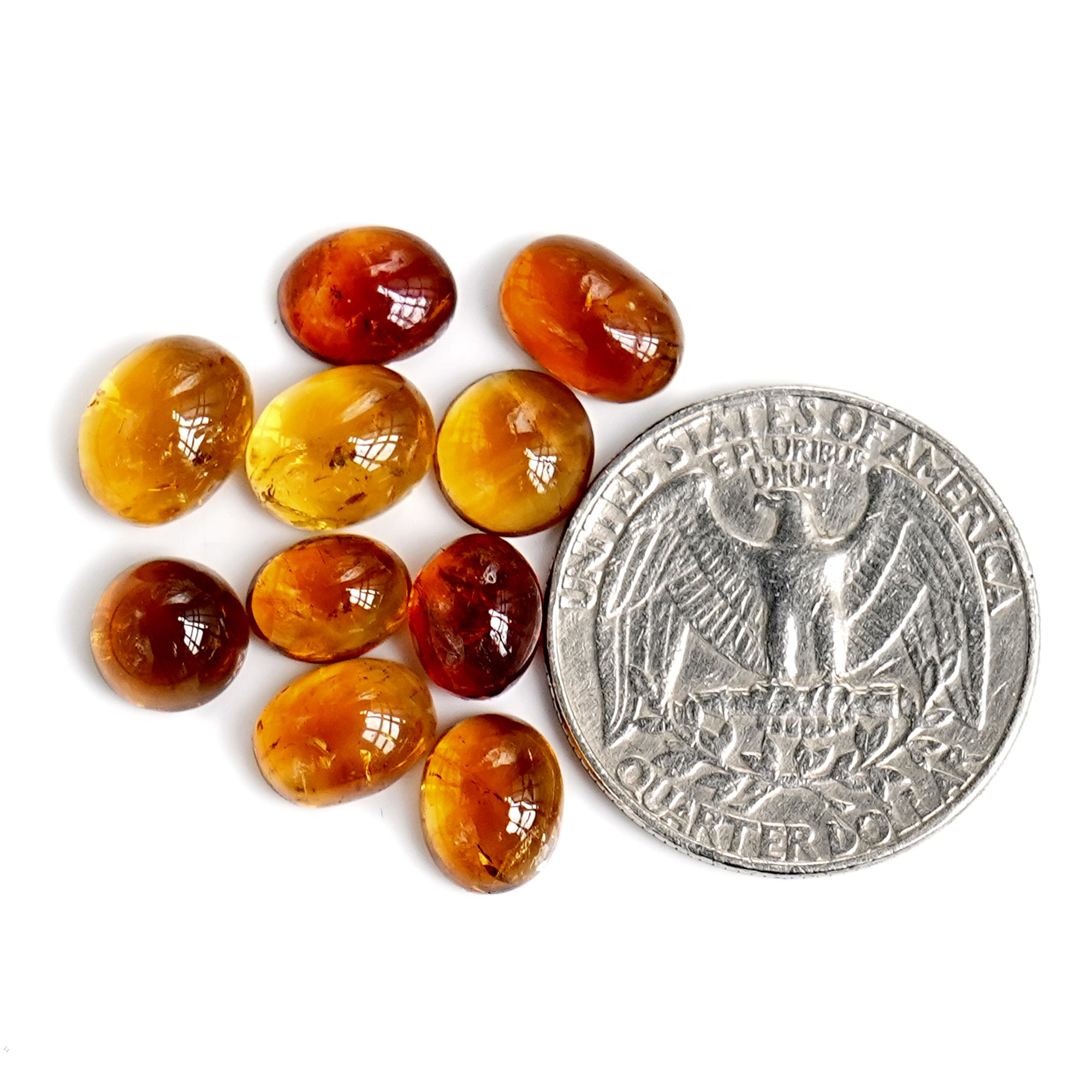 Natural Citrine Cabochon | Natural Flatback Loose Gemstones for Jewelry Making - 10 Pieces