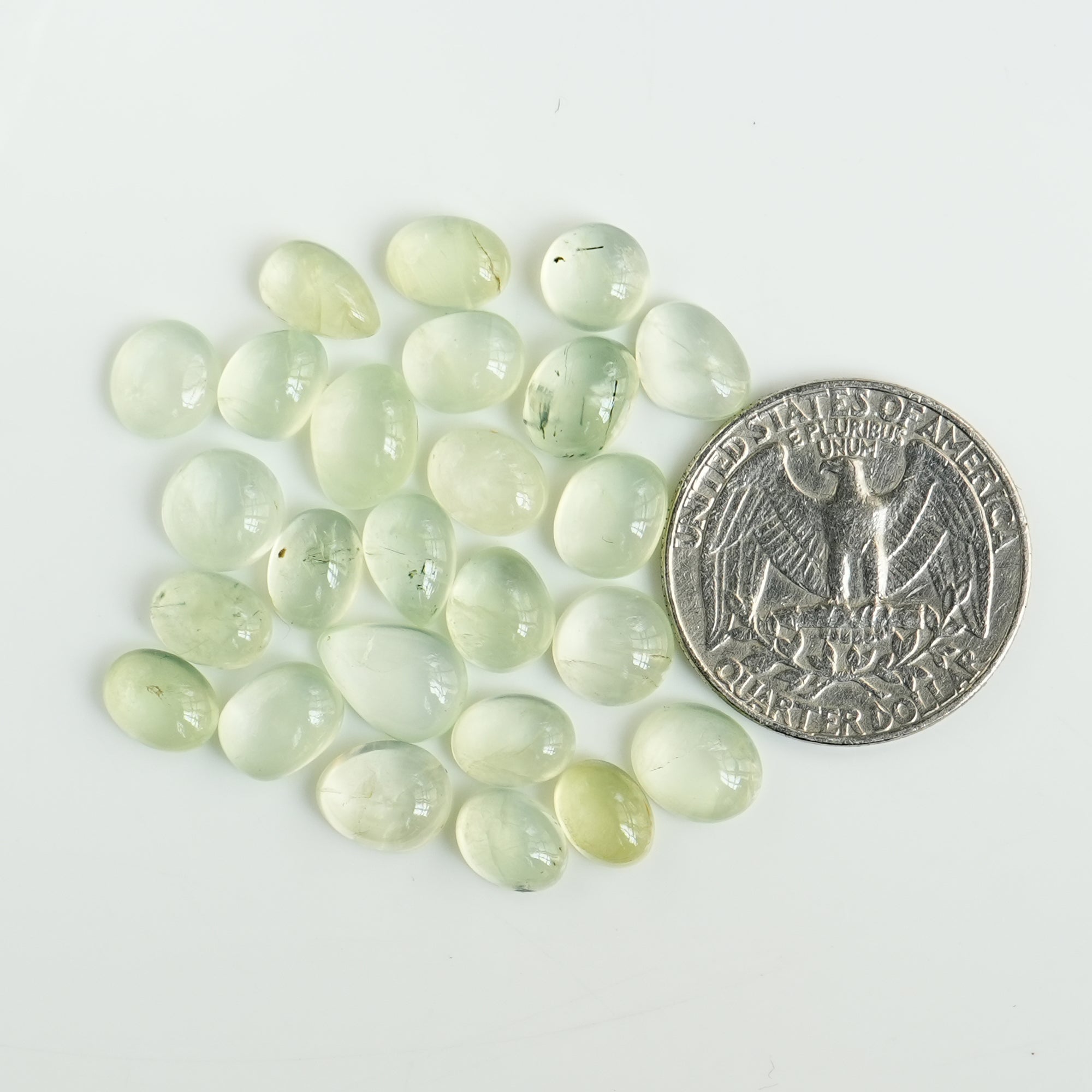 Prehnite Cabochons | Natural Flatback Loose Gemstones for Jewelry Making - 25 Pieces