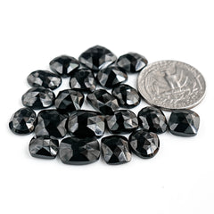 Black Onyx Rose Cut Cabochon | Natural Flatback Loose Gemstone For Jewelry Making - 20 Pieces