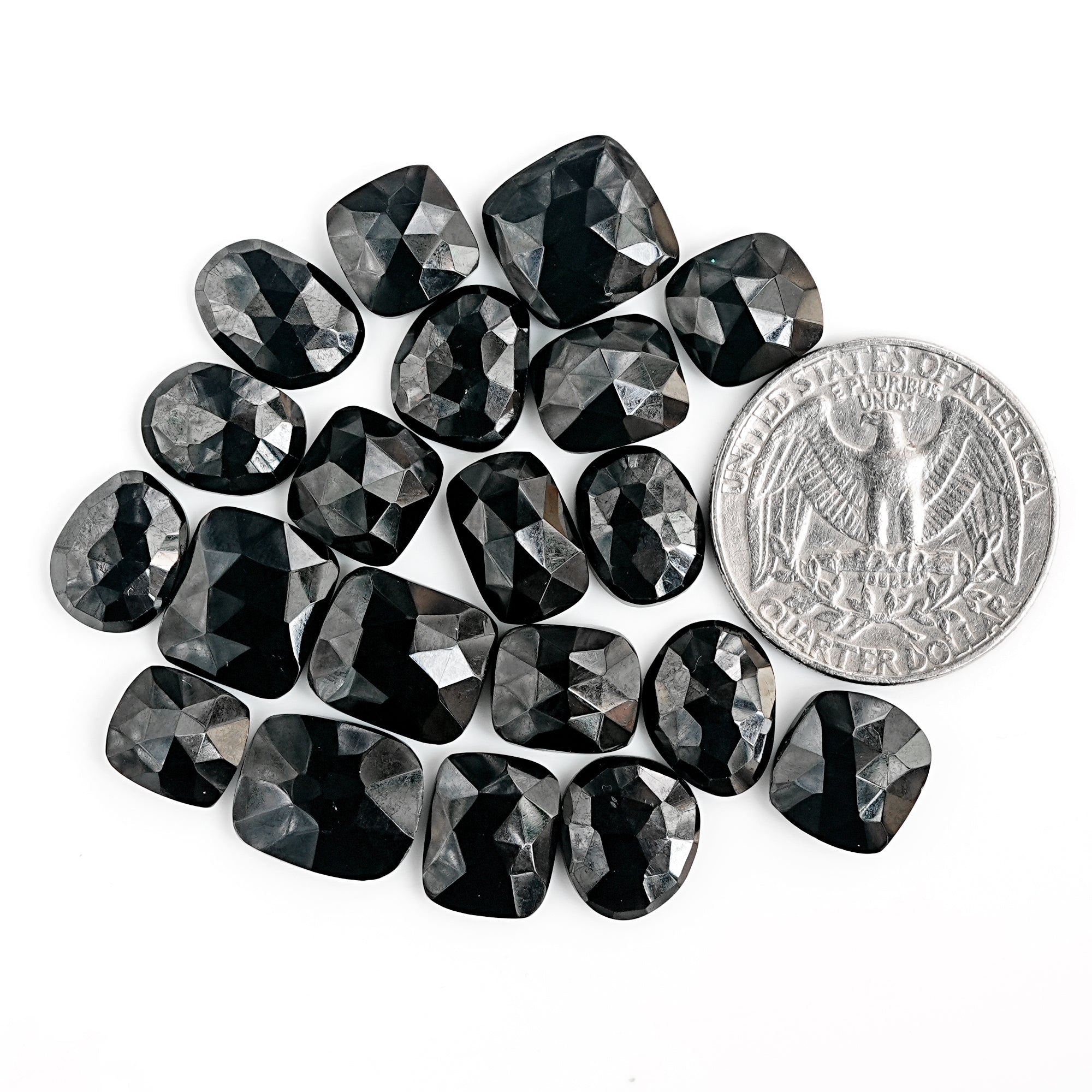 Black Onyx Rose Cut Cabochon | Natural Flatback Loose Gemstone For Jewelry Making - 20 Pieces