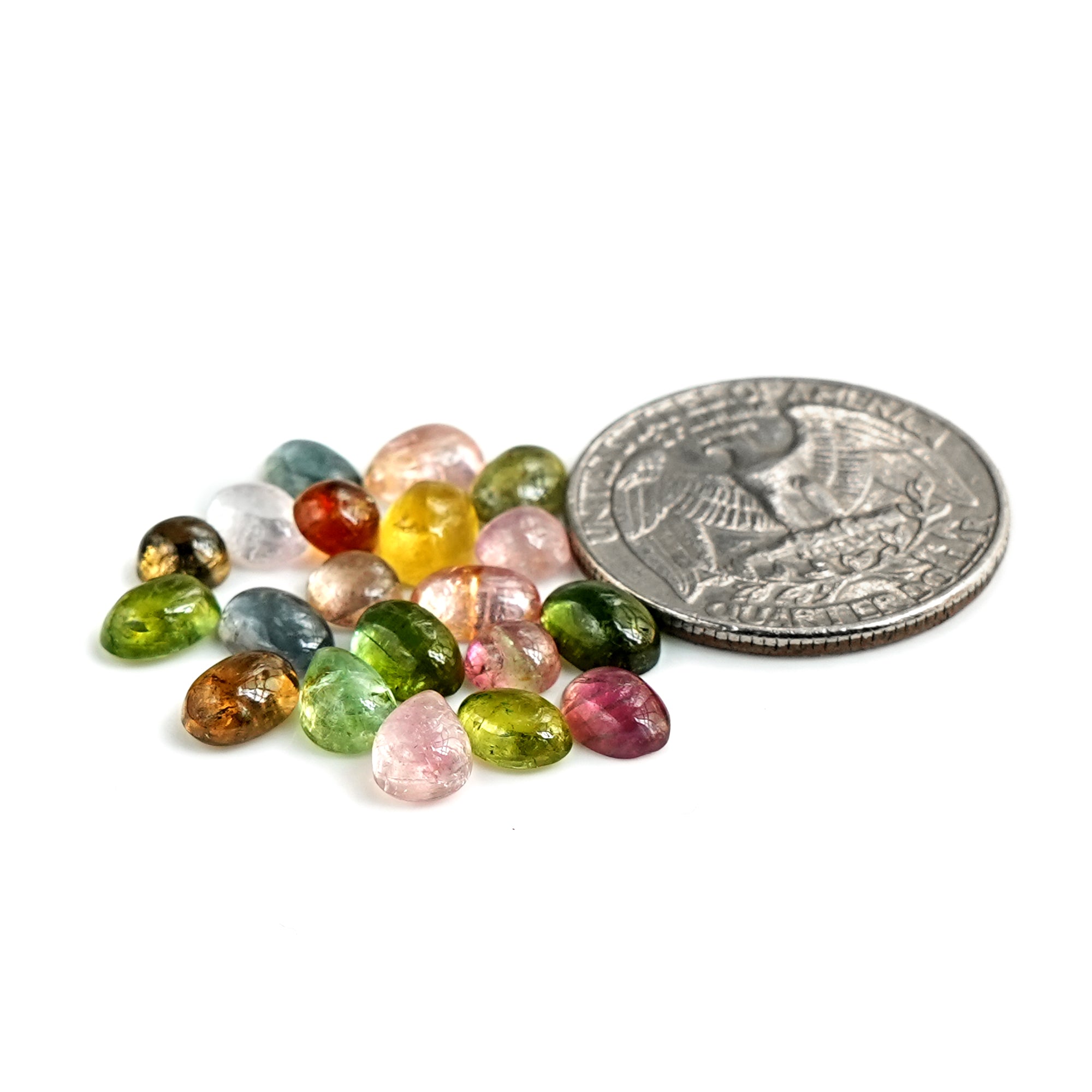 Natural Tourmaline Cabochons | Multi Freeform Loose Gemstones For Jewelry Making - 20 Pieces