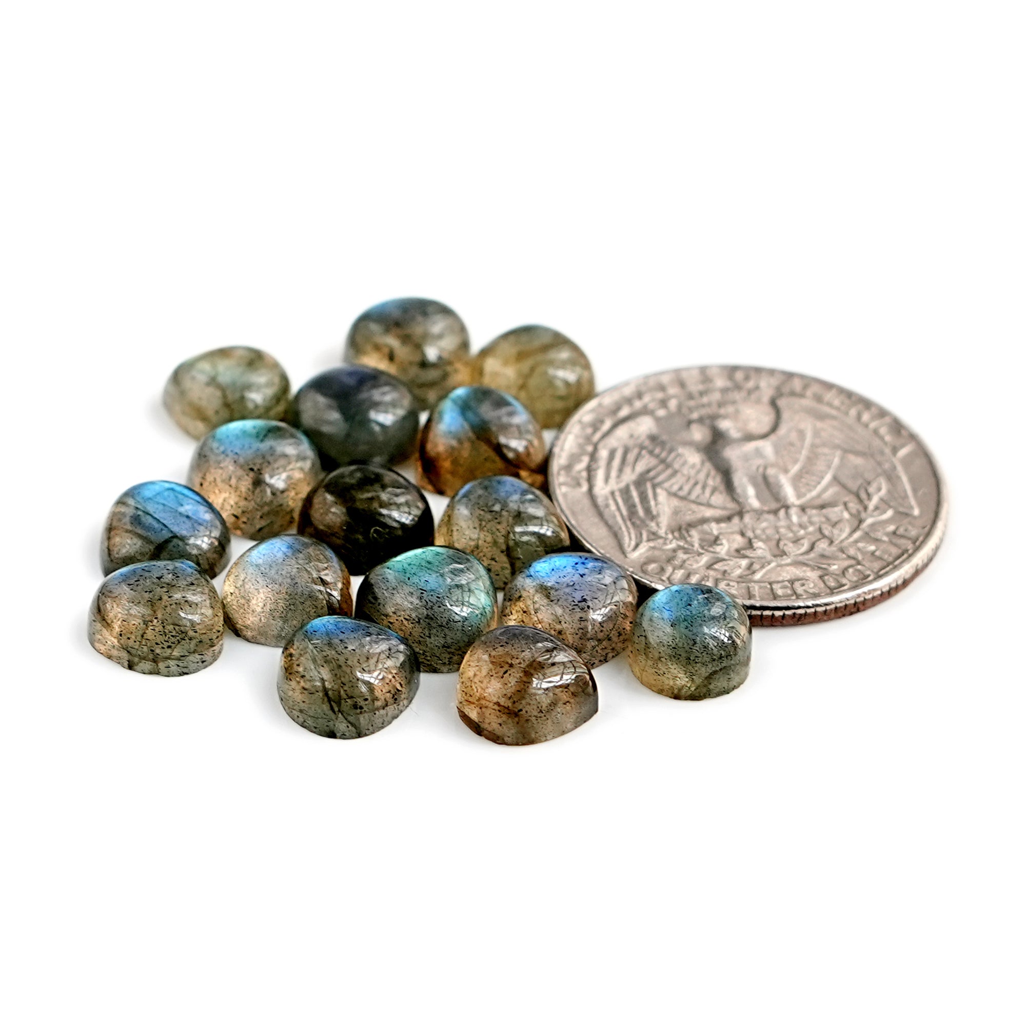 Labradorite Cabochon | Natural Flatback Loose Gemstones for Jewelry Making - 16 Pieces