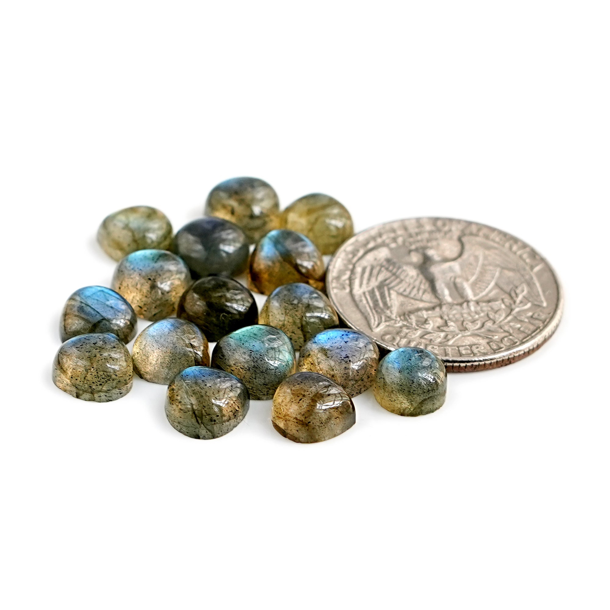 Labradorite Cabochon | Natural Flatback Loose Gemstones for Jewelry Making - 16 Pieces
