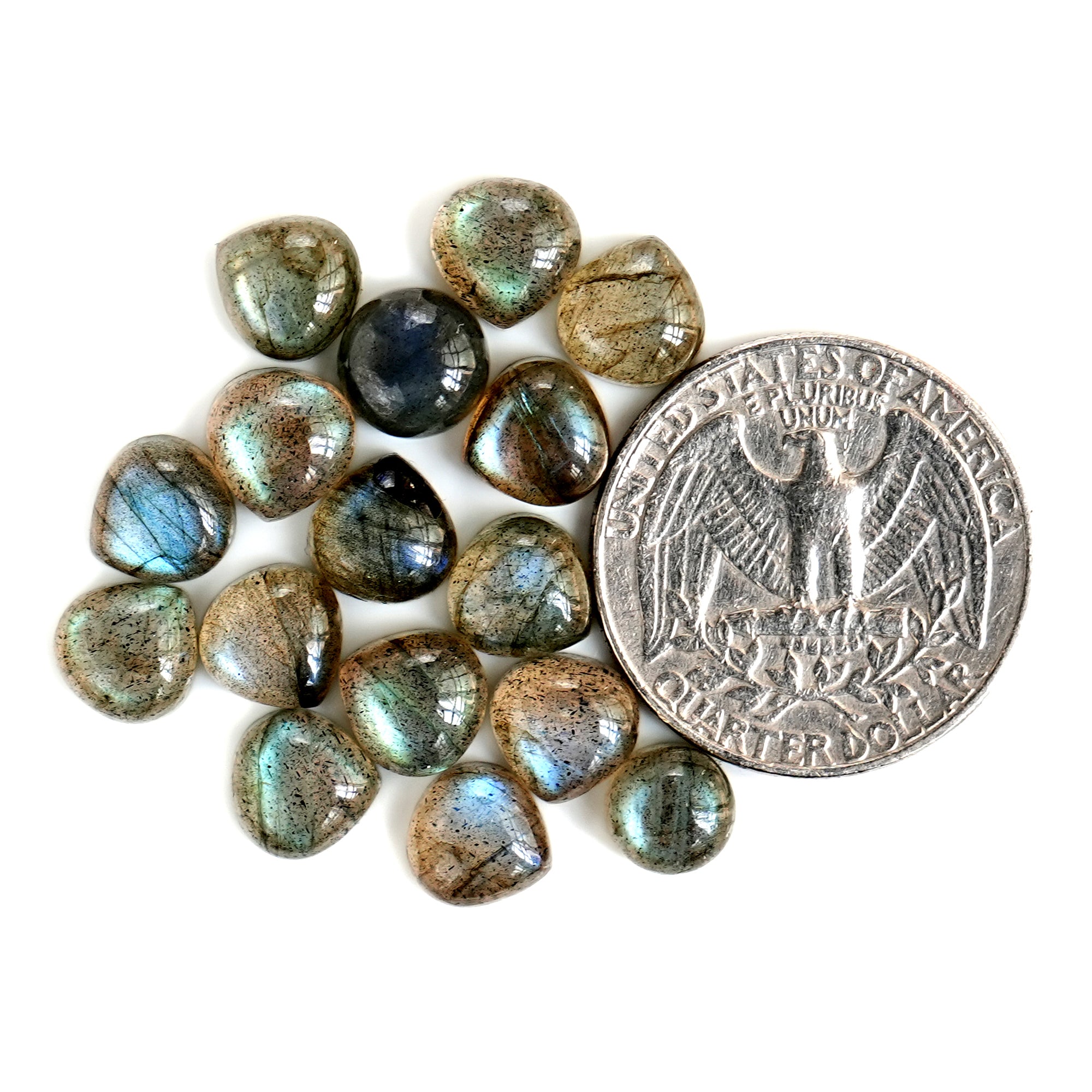 Labradorite Cabochon | Natural Flatback Loose Gemstones for Jewelry Making - 16 Pieces
