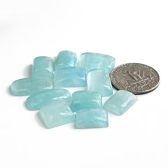 Aquamarine Cabochon | Natural Flatback Loose Gemstones for Jewelry Making - 11 Pieces