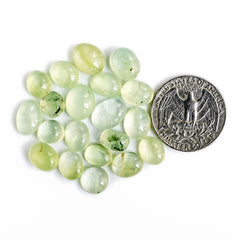 Prehnite Cabochons | Natural Flatback Loose Gemstones for Jewelry Making - 20 Pieces