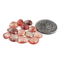 Andesine Labradorite Rose Cut Cabochon | Natural Flat back Loose Gemstones For Jewelry Making - 12 Pieces