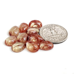 Andesine Labradorite Smooth Cabochon | Natural Flatback Loose Gemstones For Jewelry Making - 10 Pieces