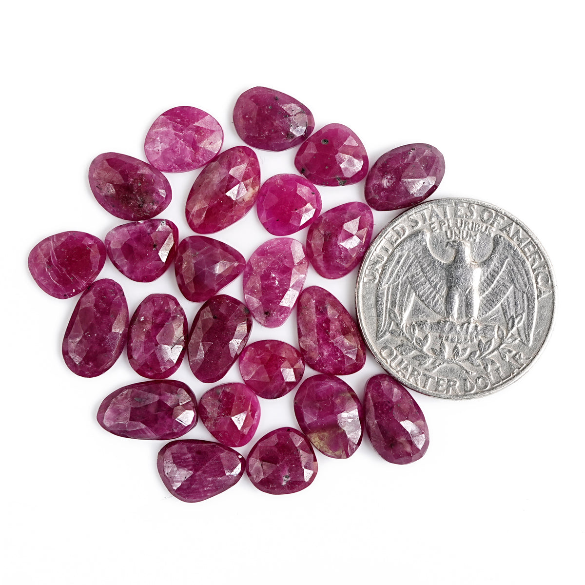 Natural Ruby Quartz Rose Cut Cabochon | Freeform Flatback Loose Gemstones for Jewelry Making - 23 Pices