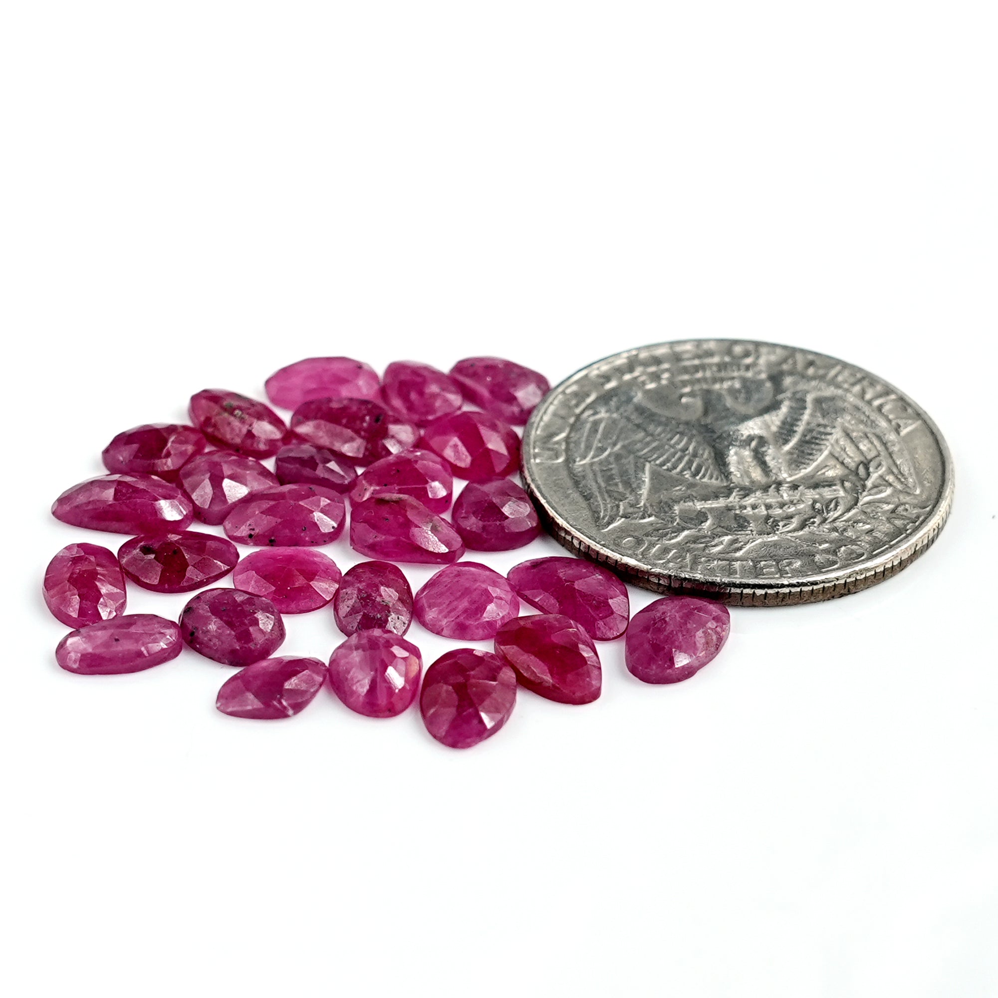 Natural Ruby Quartz Rose Cut Cabochon | Freeform Flatback Loose Gemstones for Jewelry Making - 27 Pices