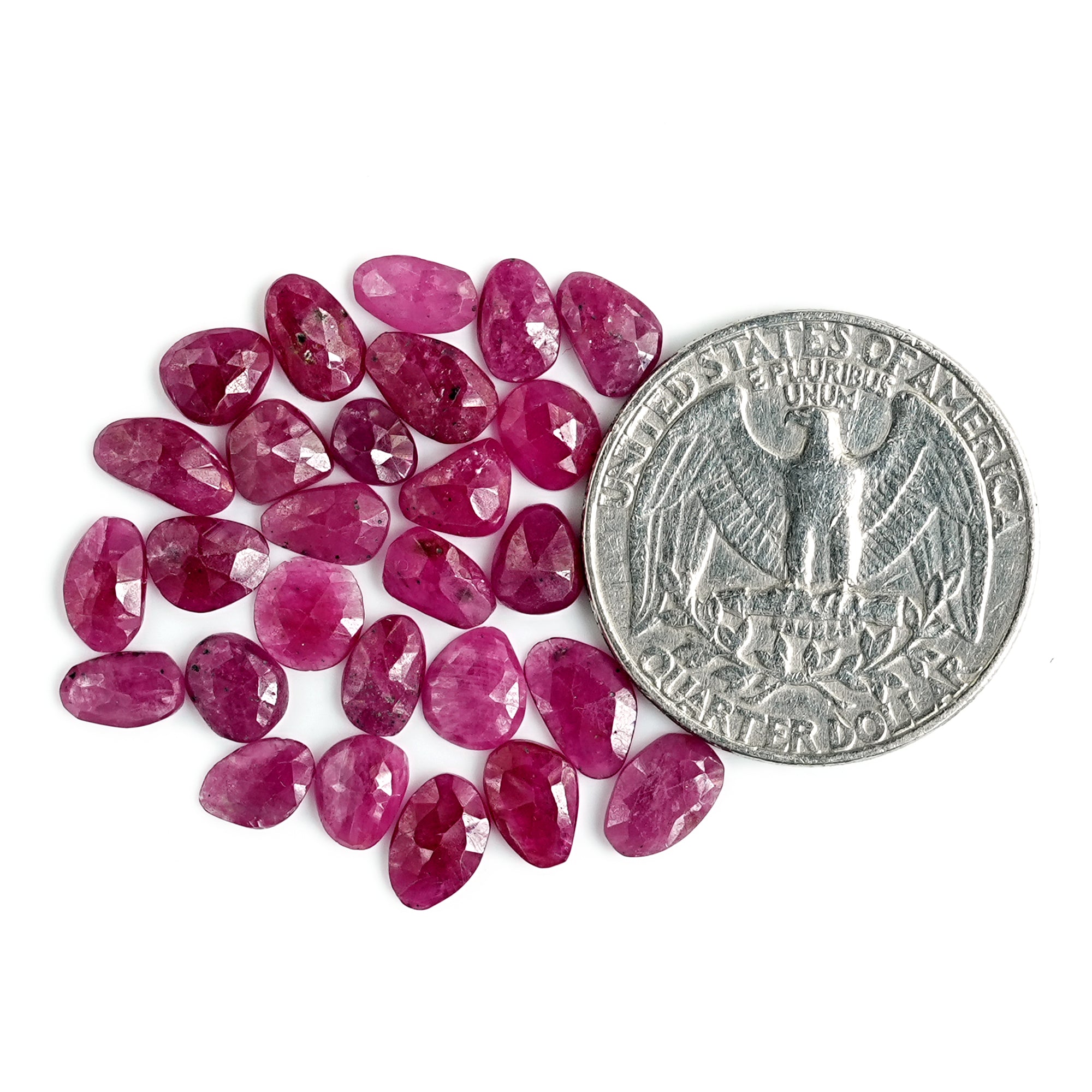 Natural Ruby Quartz Rose Cut Cabochon | Freeform Flatback Loose Gemstones for Jewelry Making - 27 Pices