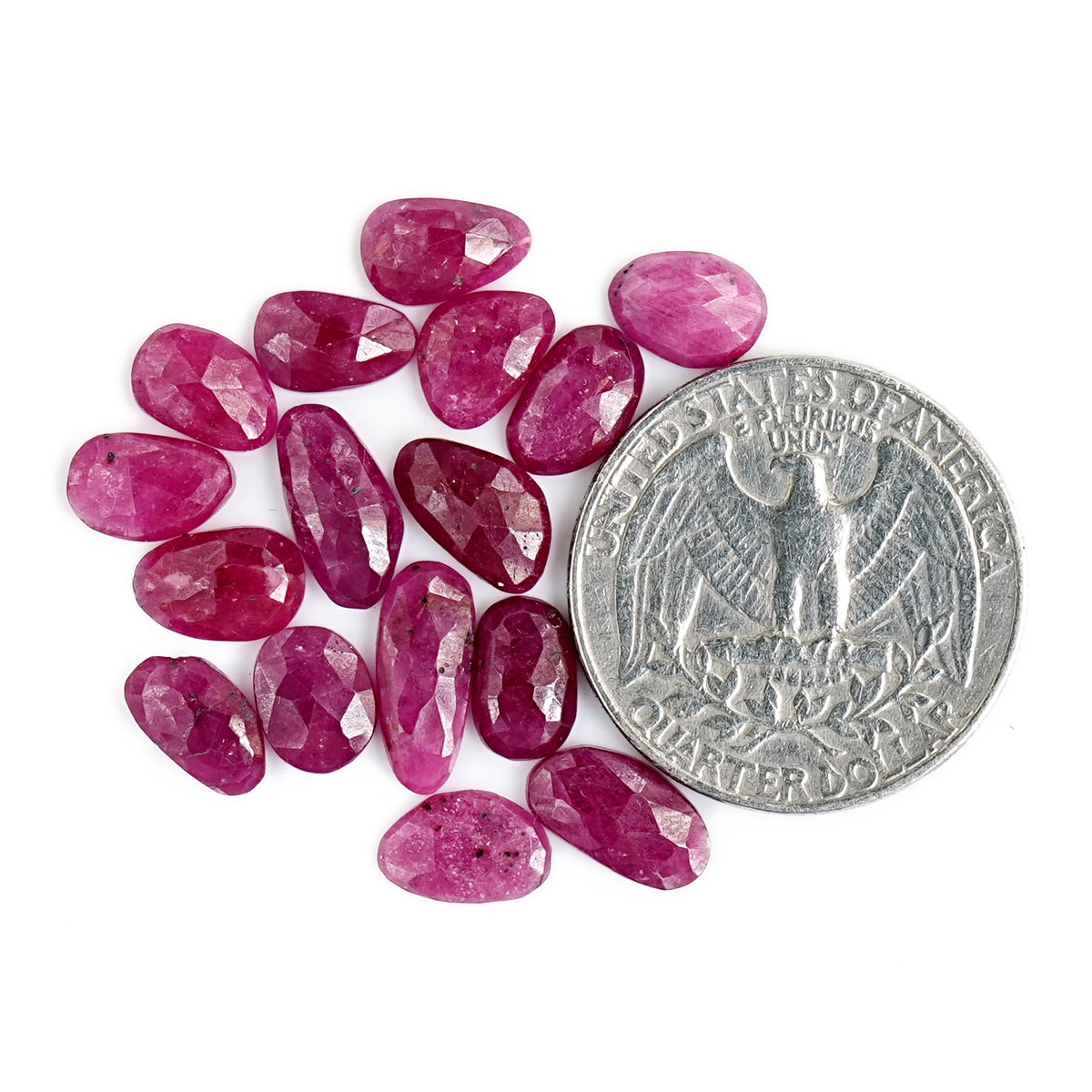Natural Ruby Rose Cut Cabochon | Freeform Flatback Loose Gemstones for Jewelry Making - 16 Pieces