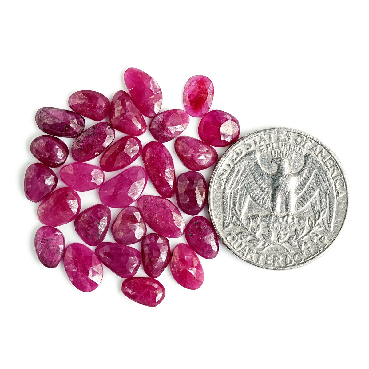 Natural Ruby Rose Cut Cabochon | Freeform Flatback Loose Gemstones for Jewelry Making - 27 Pieces