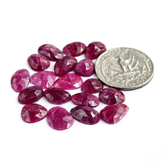 Natural Ruby Rose Cut Cabochon | Freeform Flatback Loose Gemstones for Jewelry Making - 18 Pieces