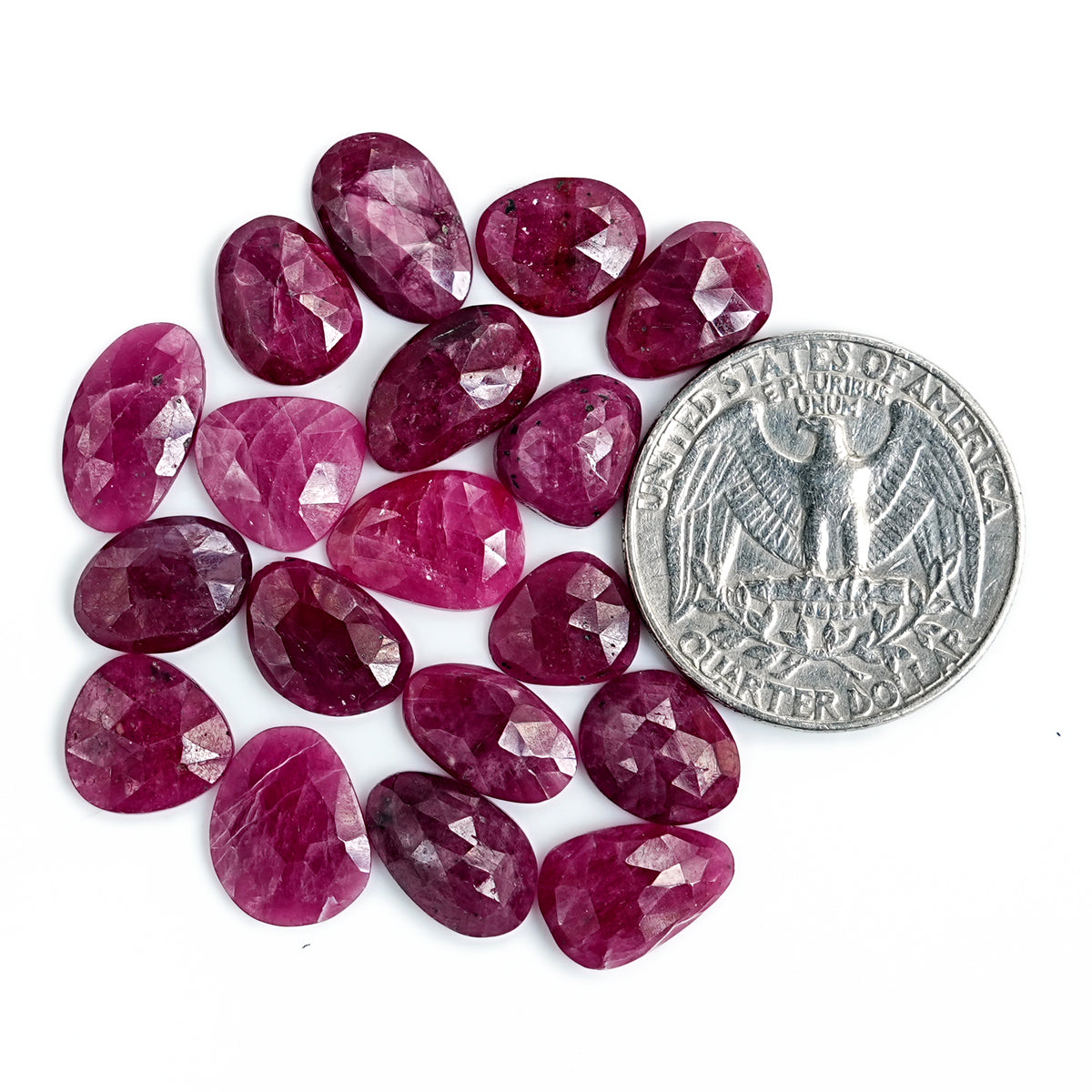 Natural Ruby Rose Cut Cabochon | Freeform Flatback Loose Gemstones for Jewelry Making - 18 Pieces