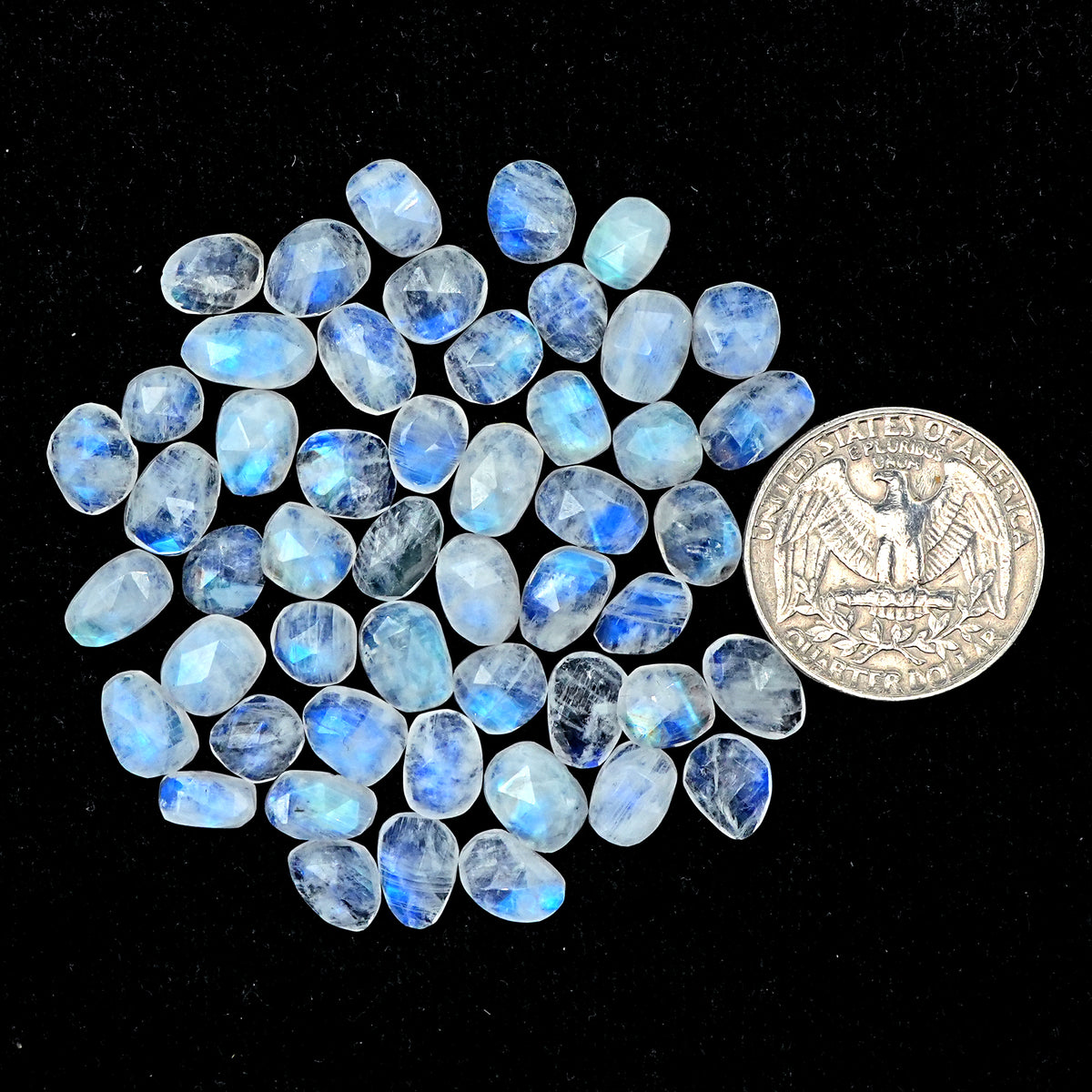 Rainbow Moonstone Rose Cut Cabochon: Natural Flatback Loose Gemstone For Jewelry Making - 50 Pieces