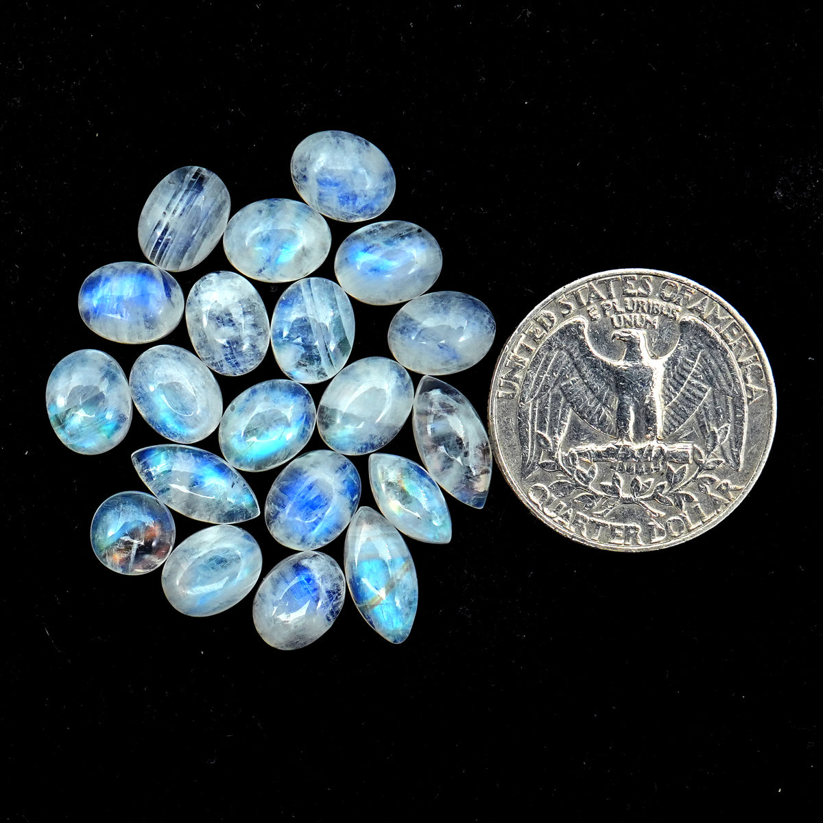 Rainbow Moonstone Smooth Cabochon: Natural Flatback Loose Gemstone For Jewelry Making - 20 Pieces