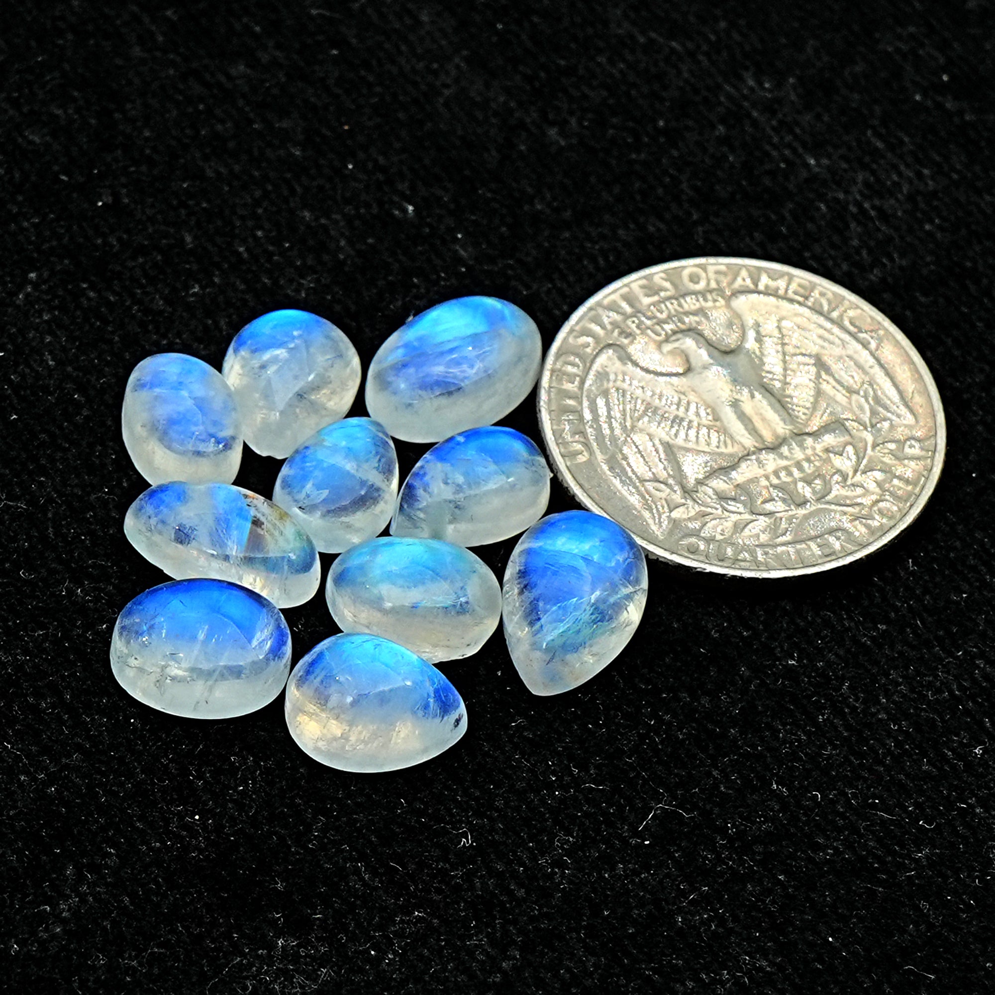 Rainbow Moonstone Smooth Cabochon: Natural Flatback Loose Gemstone For Jewelry Making - 10 Pieces