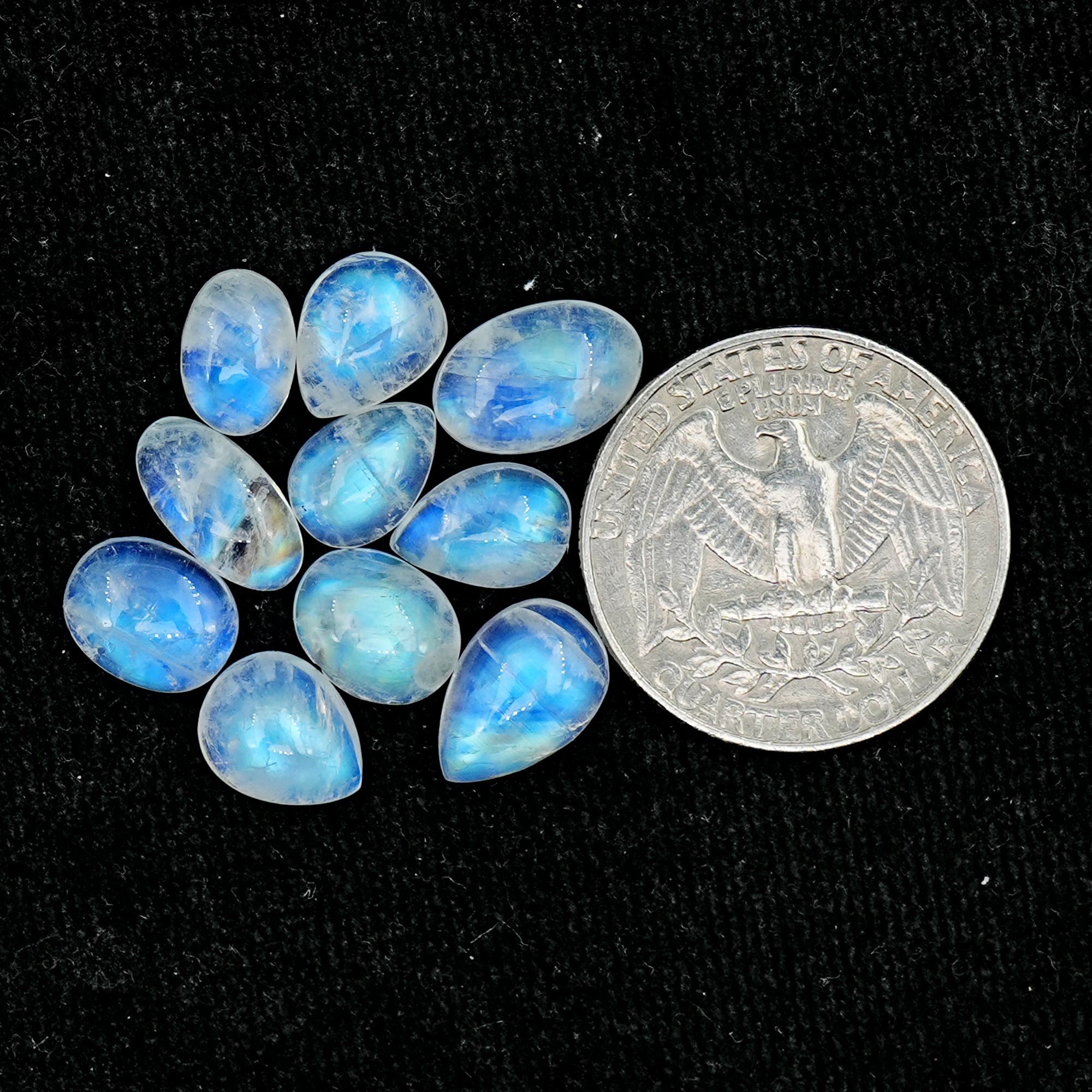 Rainbow Moonstone Smooth Cabochon: Natural Flatback Loose Gemstone For Jewelry Making - 10 Pieces