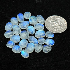 Rainbow Moonstone Rose Cut Cabochon: Natural Flatback Loose Gemstone For Jewelry Making - 25 Pieces