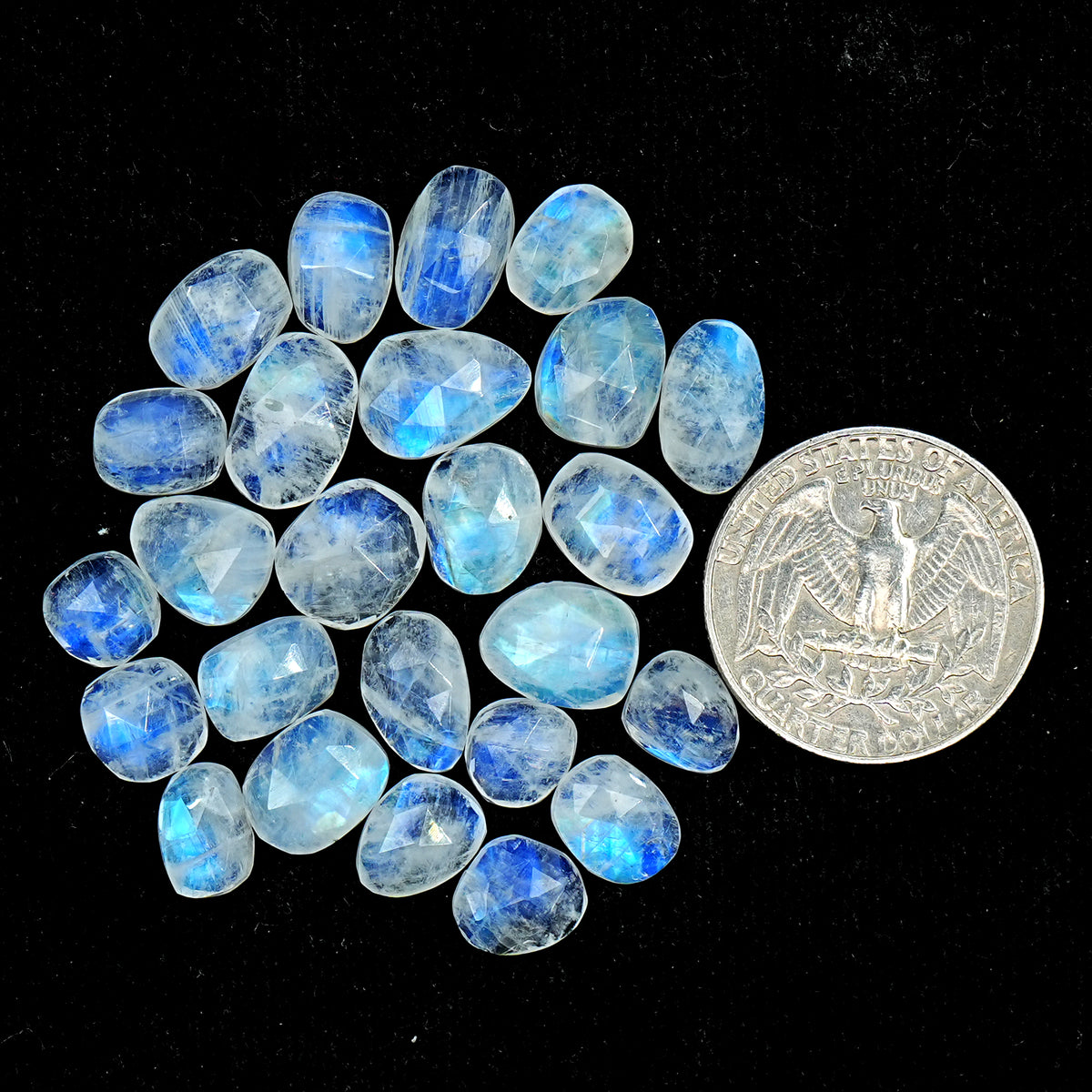 Rainbow Moonstone Rose Cut Cabochon: Natural Flatback Loose Gemstone For Jewelry Making - 25 Pieces