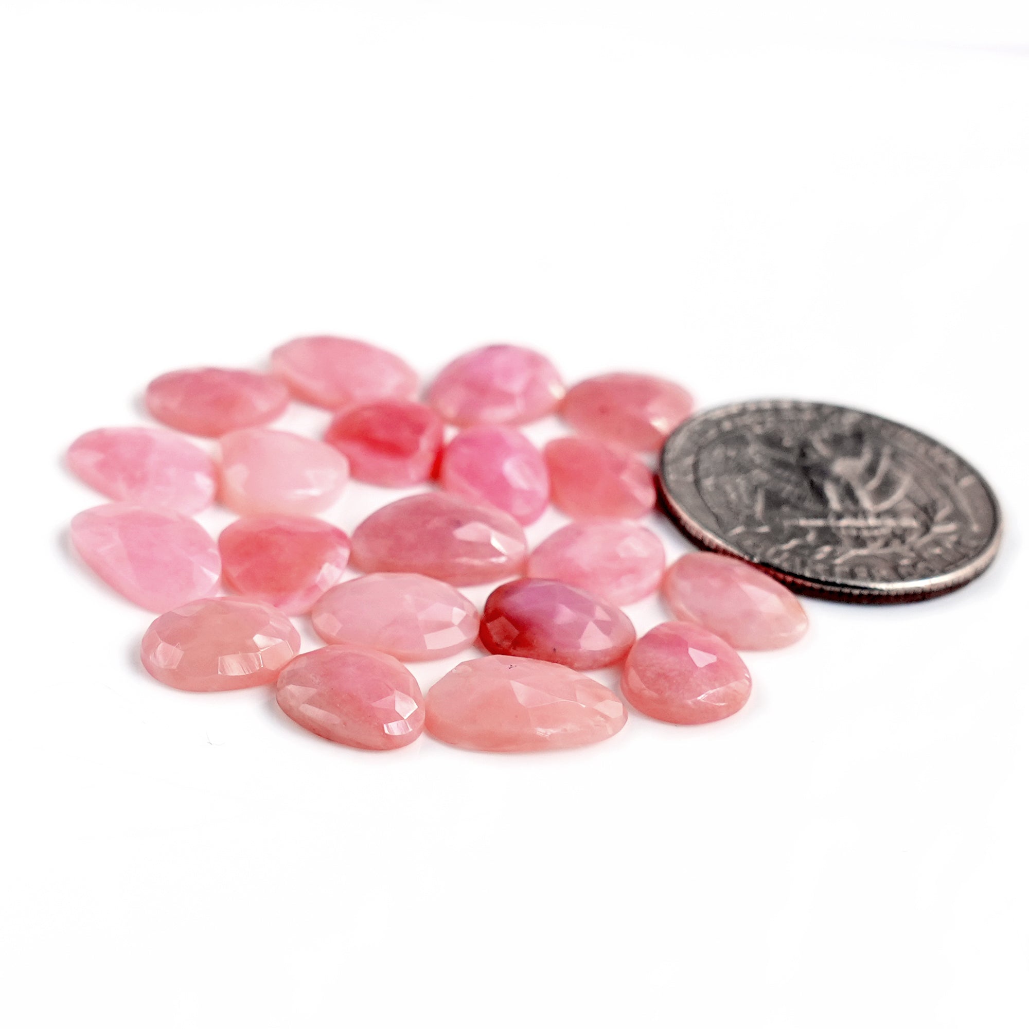 Pink Opal Rose Cut Cabochon | Peruvian Natural Flatback Loose Gemstones for Jewelry Making - 20 pieces