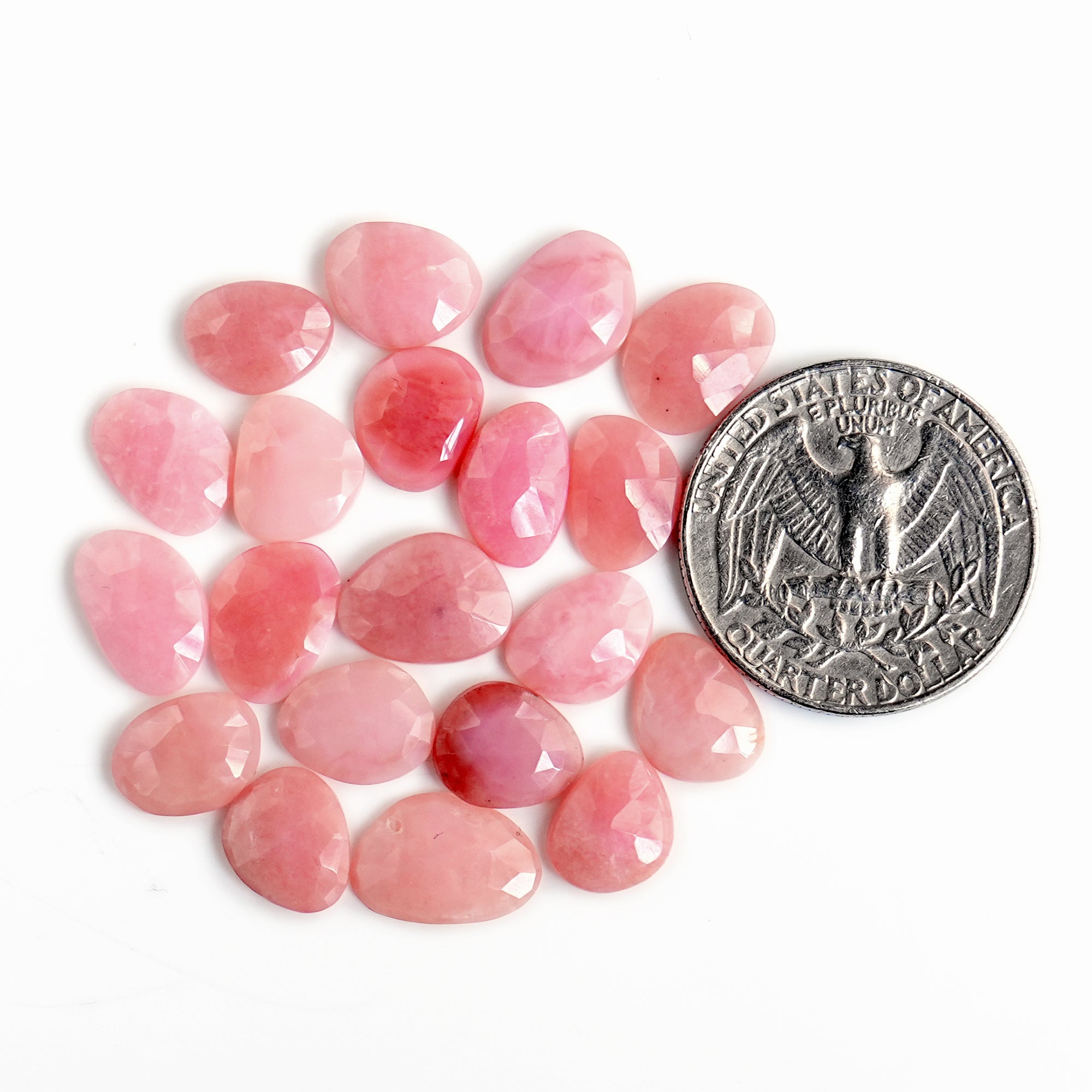 Pink Opal Rose Cut Cabochon | Peruvian Natural Flatback Loose Gemstones for Jewelry Making - 20 pieces
