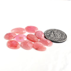 Pink Opal Rose Cut Cabochon | Peruvian Natural Flatback Loose Gemstones for Jewelry Making - 10 pieces