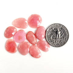 Pink Opal Rose Cut Cabochon | Peruvian Natural Flatback Loose Gemstones for Jewelry Making - 10 pieces