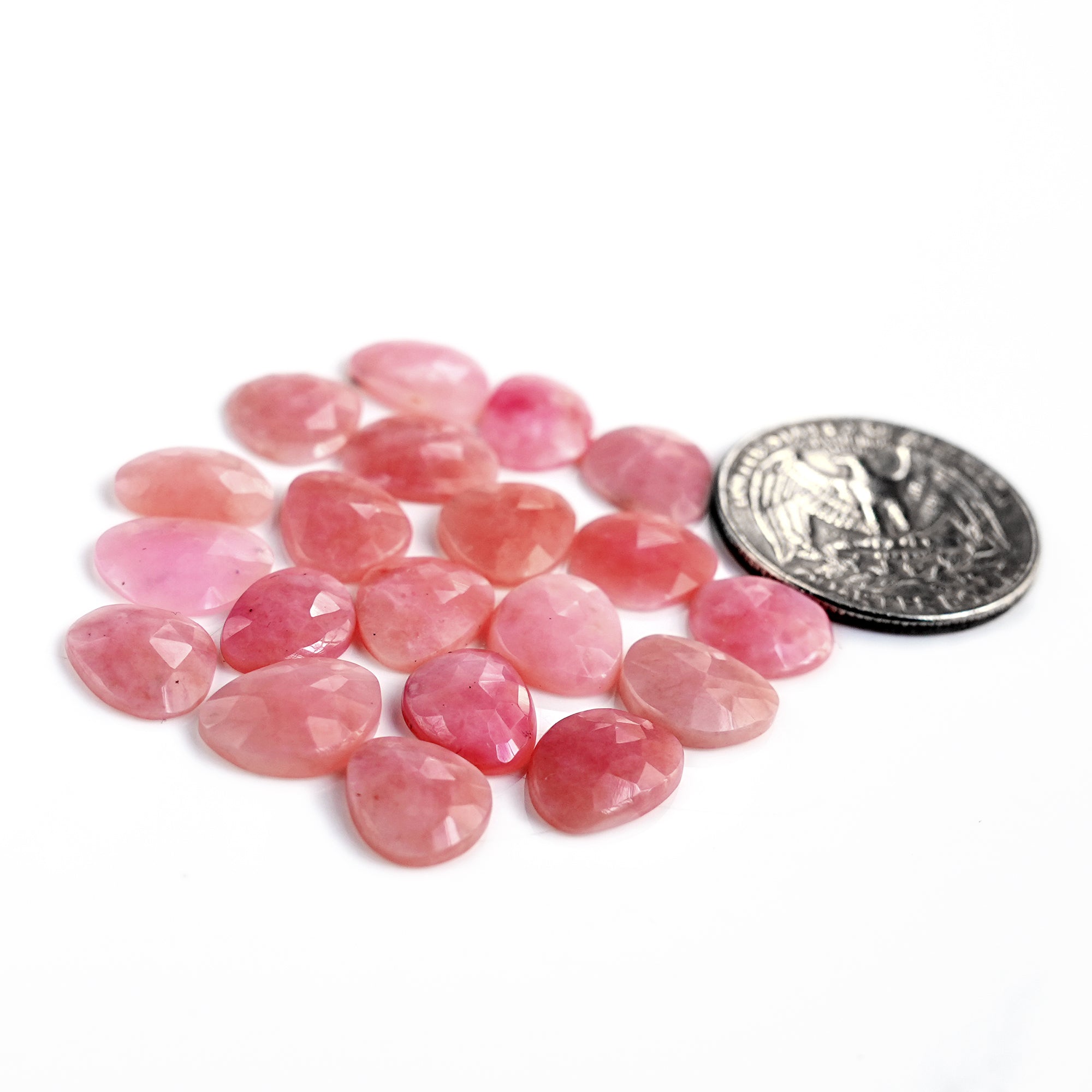 Pink Opal Rose Cut Cabochon | Peruvian Natural Flatback Loose Gemstones for Jewelry Making - 20 pieces