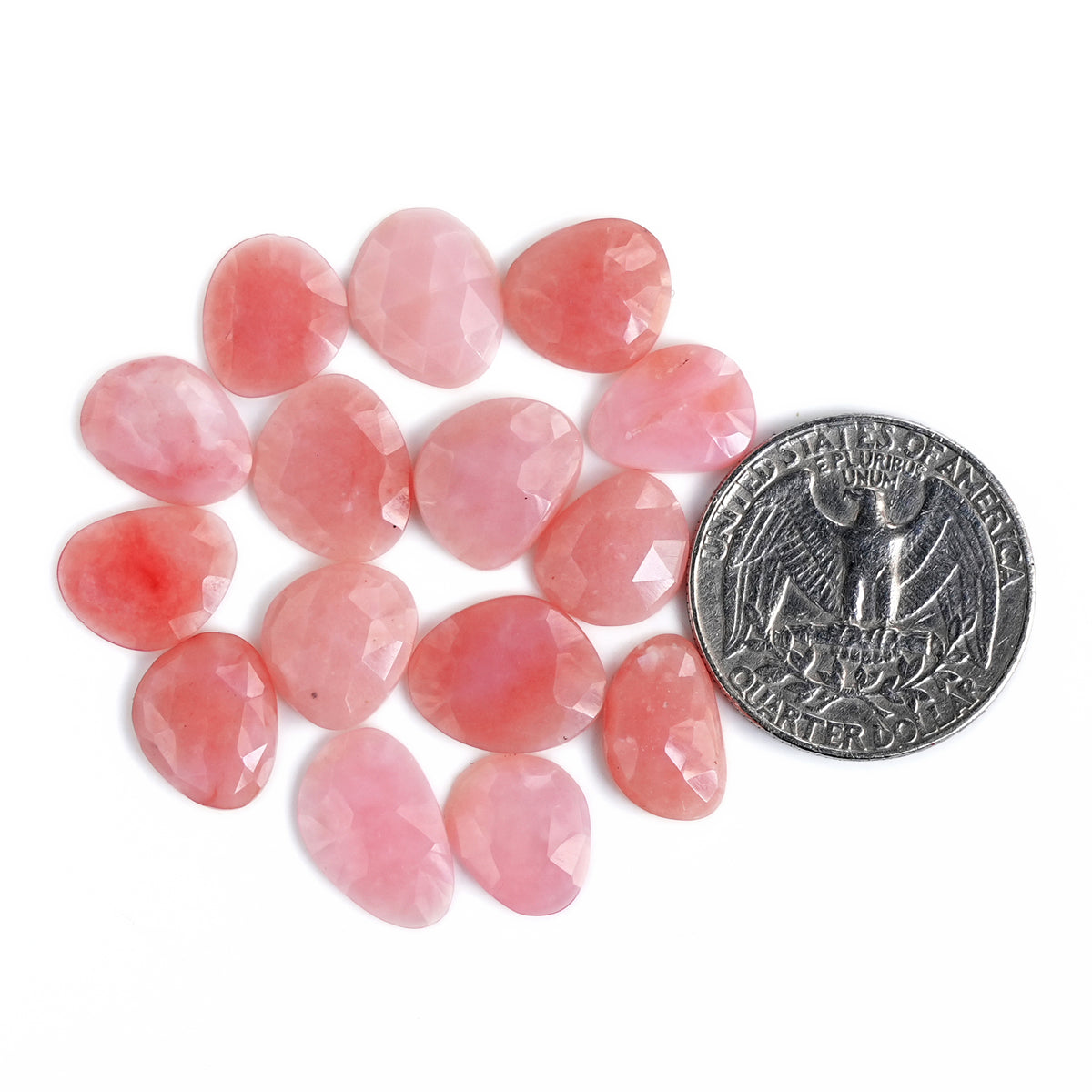 Pink Opal Rose Cut Cabochon | Peruvian Natural Flatback Loose Gemstones for Jewelry Making - 15 pieces