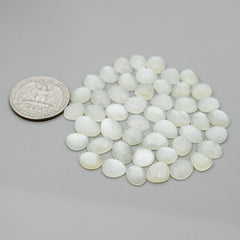 White Moonstone Rose Cut Cabochon: Natural Flatback Loose Gemstones For Jewelry - 48 Pieces