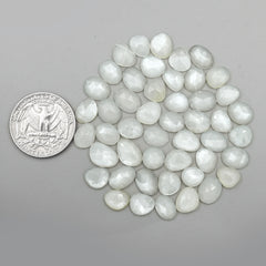 White Moonstone Rose Cut Cabochon: Natural Flatback Loose Gemstones For Jewelry - 48 Pieces