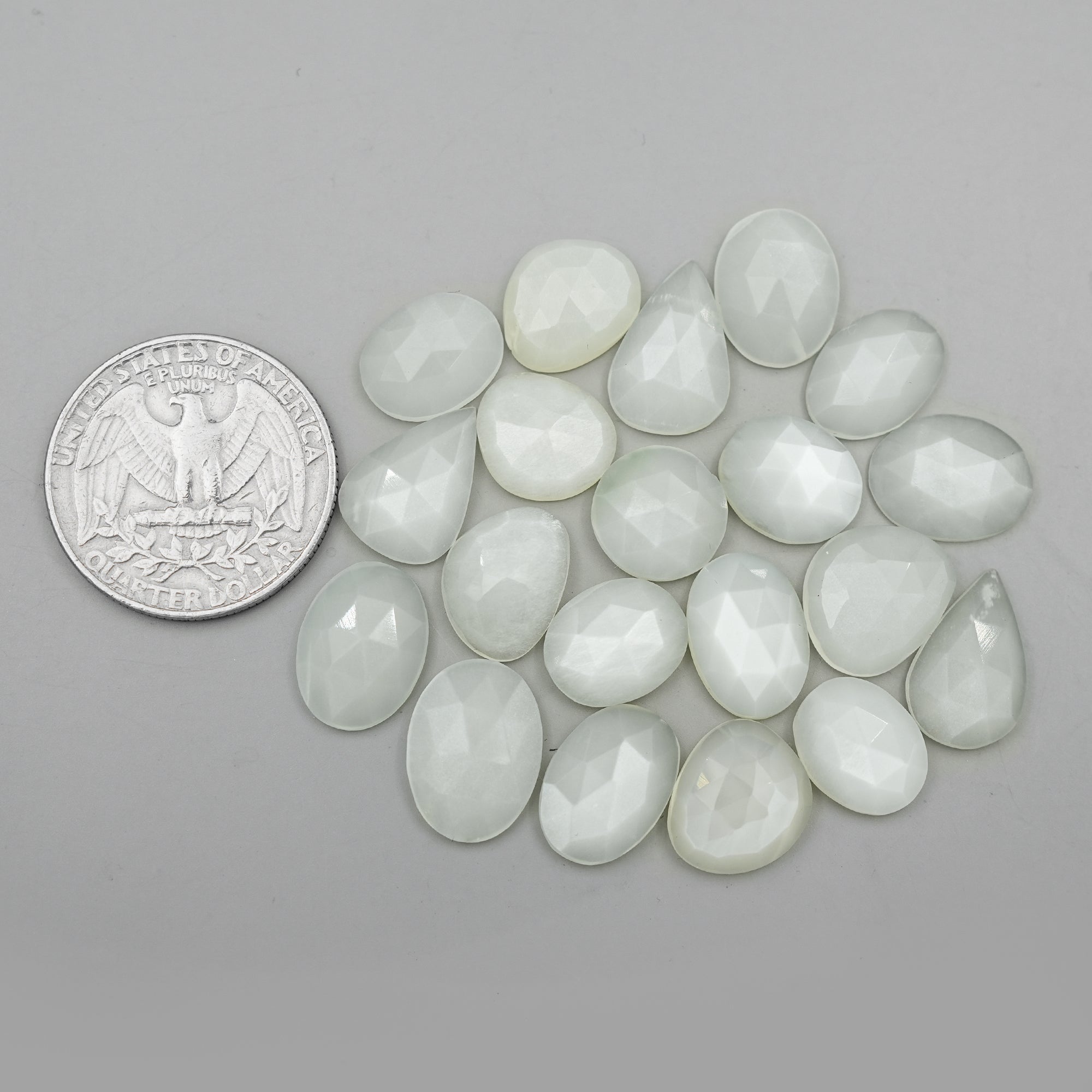 White Moonstone Rose Cut Cabochon: Natural Flatback Loose Gemstones For Jewelry - 20 Pieces