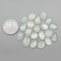 White Moonstone Rose Cut Cabochon: Natural Flatback Loose Gemstones For Jewelry - 20 Pieces