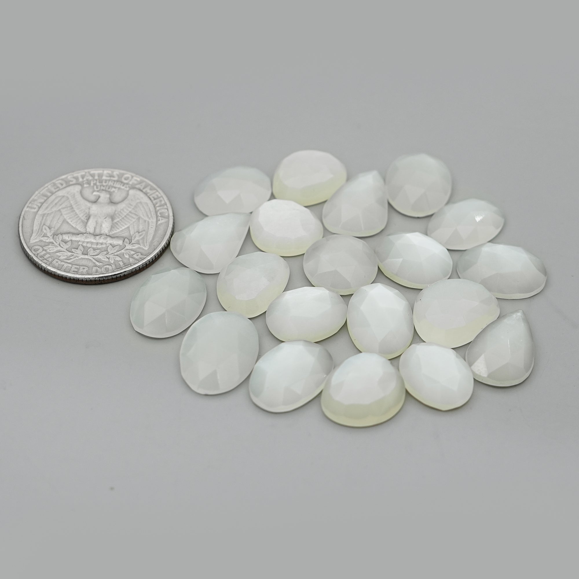 White Moonstone Rose Cut Cabochon: Natural Flatback Loose Gemstones For Jewelry - 20 Pieces