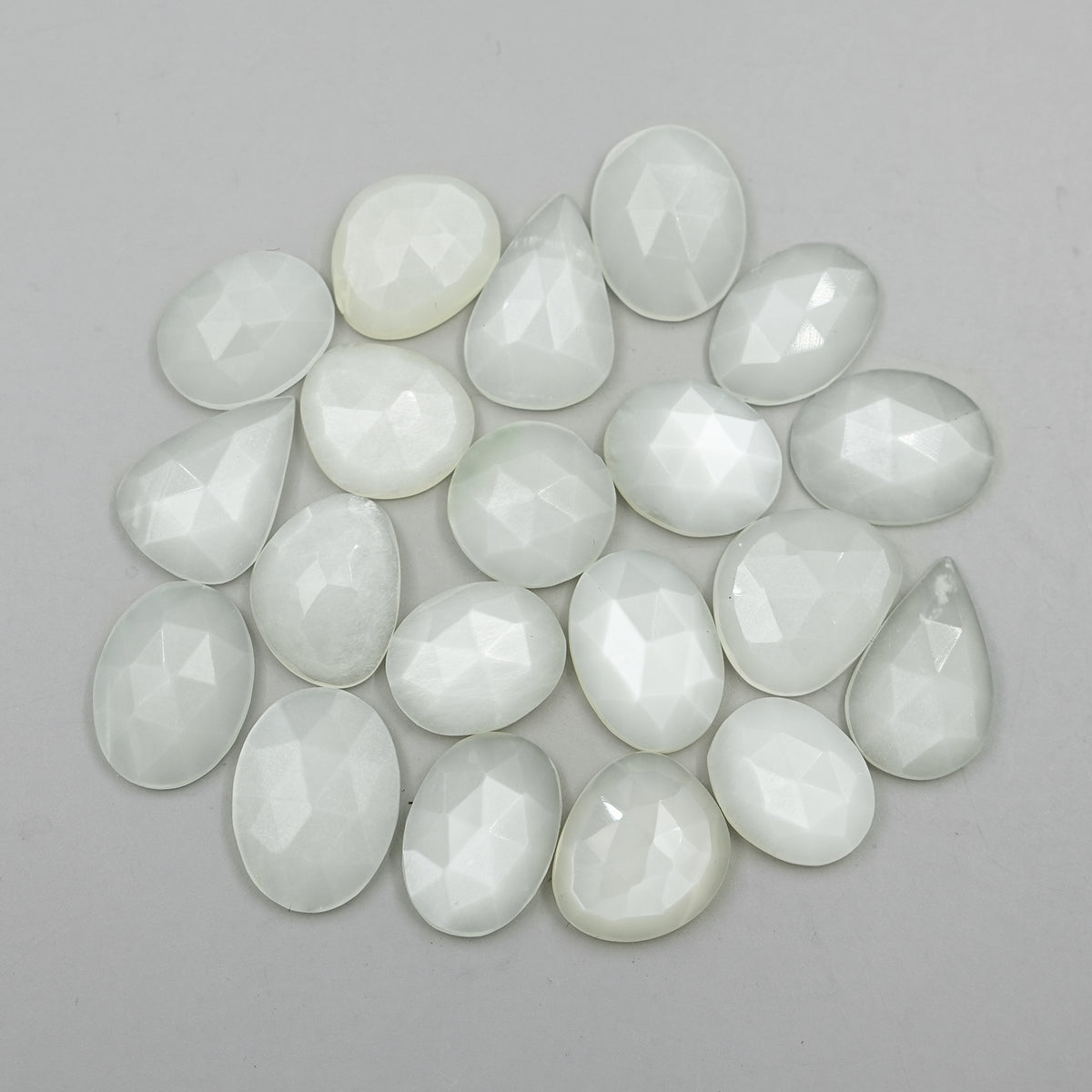 White Moonstone Rose Cut Cabochon: Natural Flatback Loose Gemstones For Jewelry - 20 Pieces