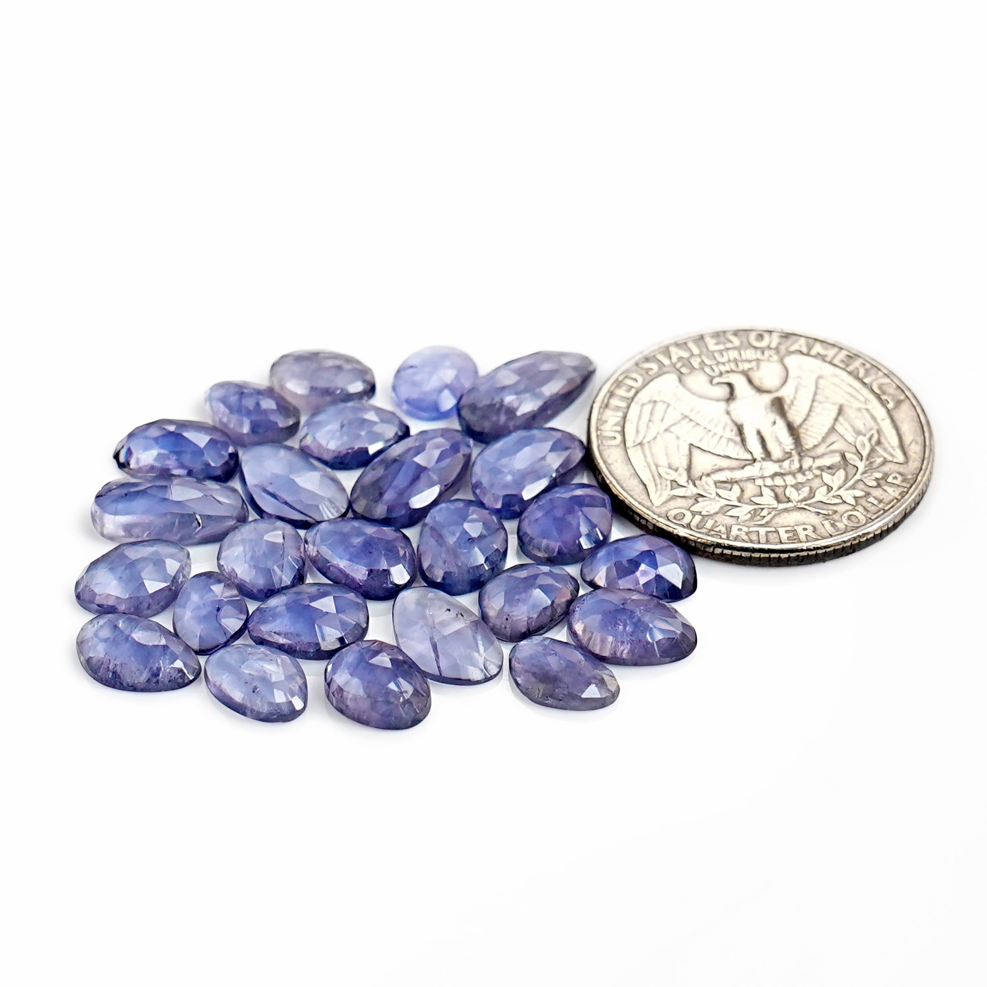 Iolite Rose Cut Cabochon | Natural Flatback Loose  Gemstones For Jewelry Making - 25 Pieces