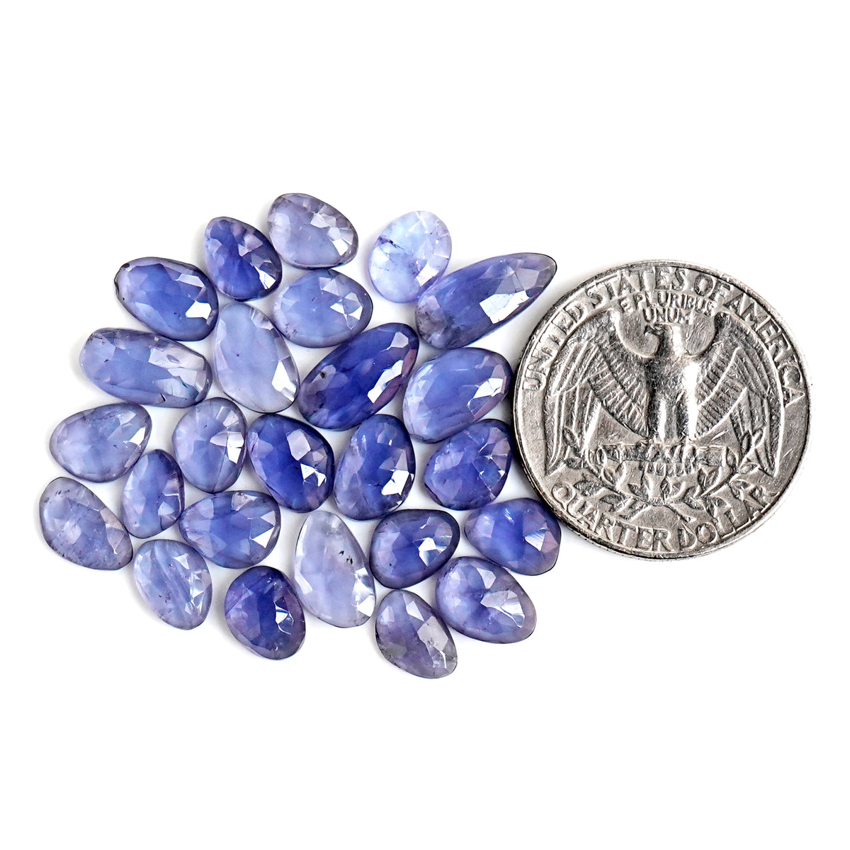 Iolite Rose Cut Cabochon | Natural Flatback Loose  Gemstones For Jewelry Making - 25 Pieces