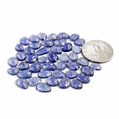 Iolite Rose Cut Cabochon | Natural Flatback Loose  Gemstones For Jewelry Making - 43 Pieces