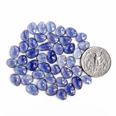 Iolite Rose Cut Cabochon | Natural Flatback Loose  Gemstones For Jewelry Making - 43 Pieces