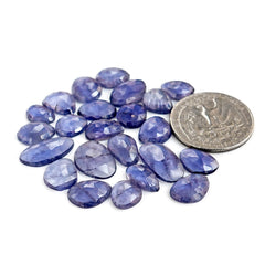 Iolite Rose Cut Cabochon | Natural Flatback Loose  Gemstones For Jewelry Making - 23 Pieces