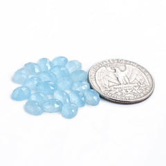 Natural Aquamarine Rose Cut Cabochon | Natural Flatback Loose Gemstones for Jewelry Making - 20 Pieces
