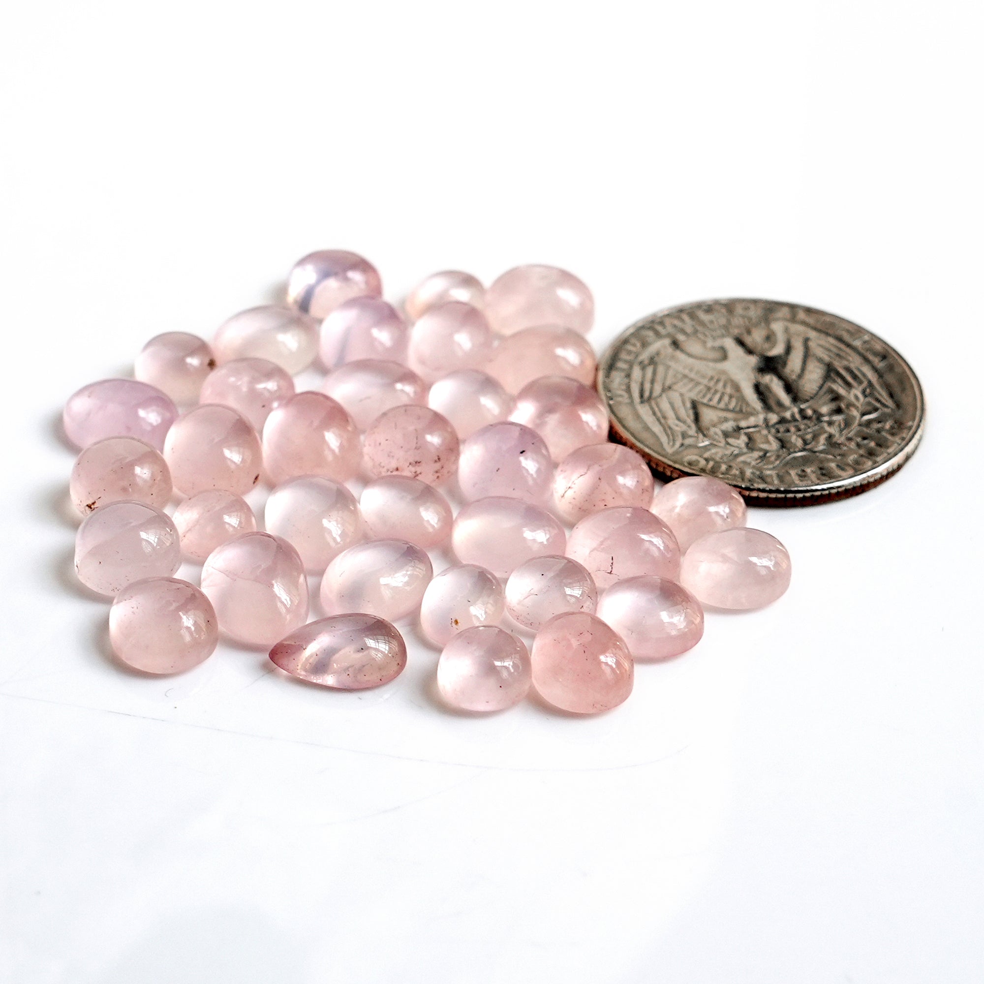 Morganite Smooth Cabochon: Natural Flatback loose Gemstones for Jewelry - 36 Pieces